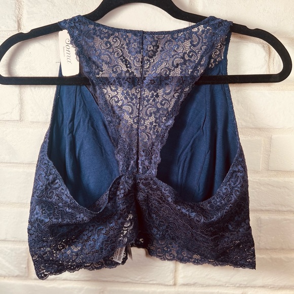NWT Soma Bralette Lace Racerback Pullover Wireless XXL Navy Blue #0385 - Picture 2 of 10